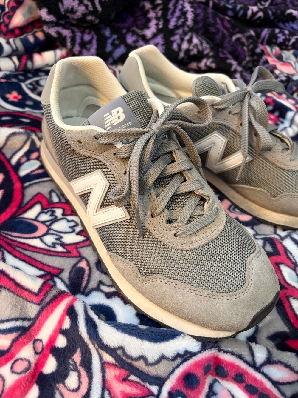 New Balance Gray Mesh & Suede Sneakers